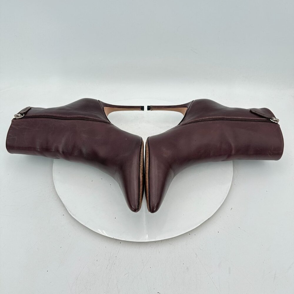 Schutz Women Size 9B Dark Brown Leather Side Zip Pointed Toe Ankle Heel Boot - Picture 7 of 11